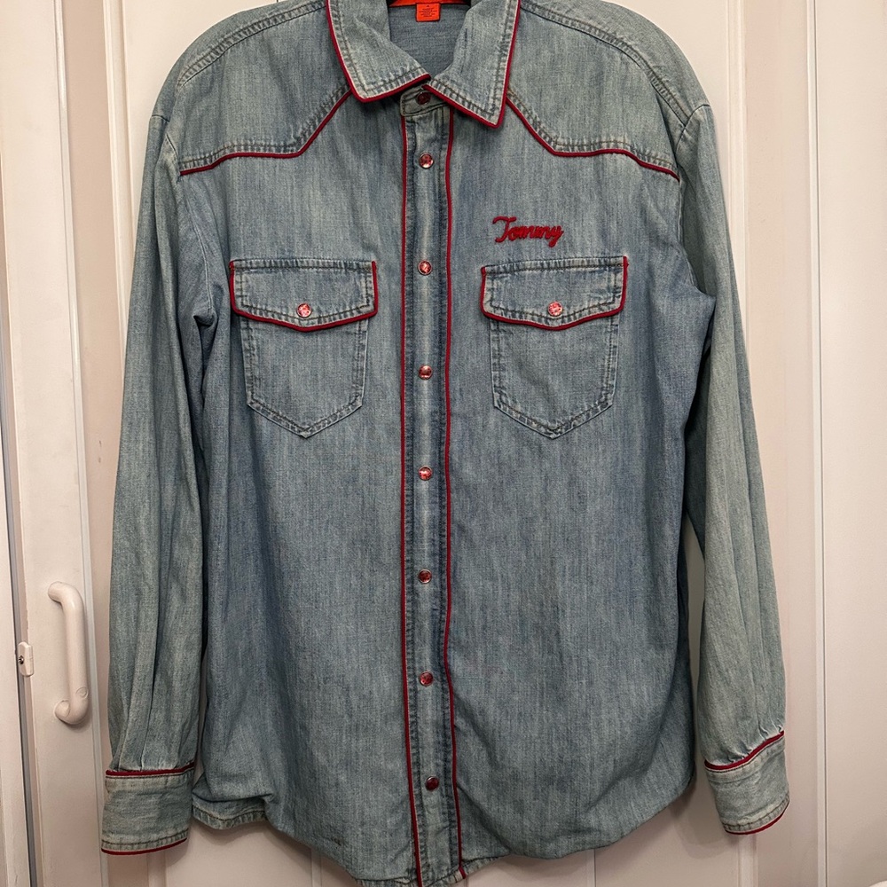 Tommy Hilfiger Denim Blue Shirt with Red Details